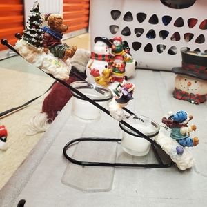 BEARS & PENGUINS SLEDDING CANDLE HOLDER!